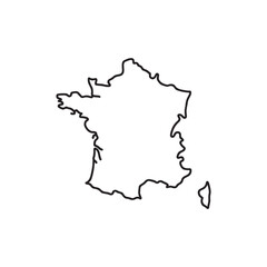 A line art vector map of France black and white outline