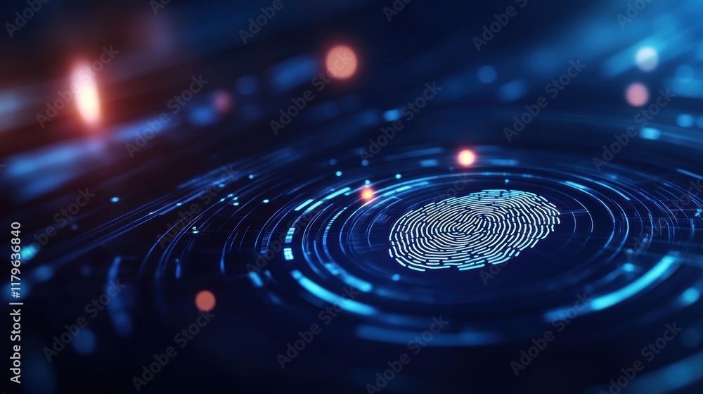 Poster intricate fingerprint design on deep black background showcasing unique patterns and textures in a m