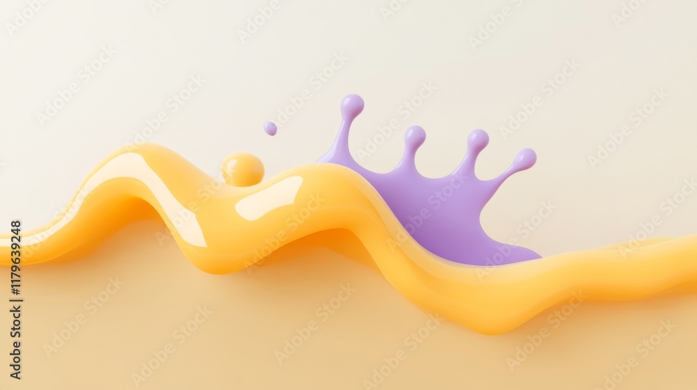 Aufkleber a vibrant, abstract splash of yellow and purple paint, creating a dynamic and playful visual effect 