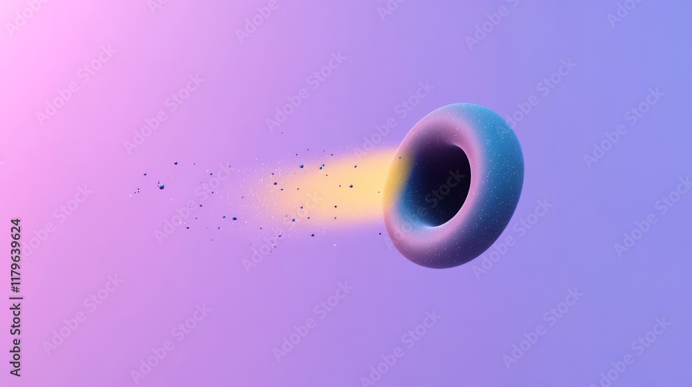 Aufkleber a colorful, abstract representation of a toroidal shape emitting particles against a gradient backgr