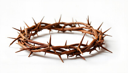 Crown of thorns on a white background representing Christ's suffering