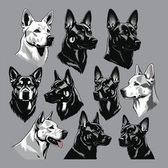 Dog Breeds Silhouette Set German Shephard Dog Silhouette Dogs! Dogs Icon Set