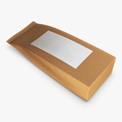 Illustration 3D Eco-friendly paper bag for coffee or tea with a customizable label, perfect for branding and packaging dry goods 