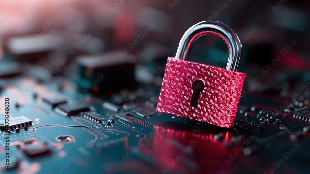 Aufkleber intricate padlock resting on a futuristic circuit board symbolizing security technology and digital 