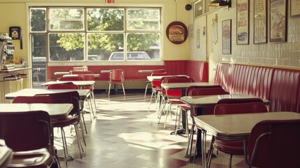 Retro Diner Sunlight Streaming Through Window