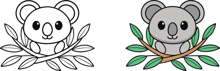 Adorable Koala Coloring Pages Cute Cartoon Animal Drawings