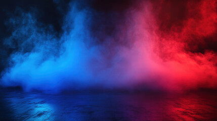 Obraz premium Vibrant red and blue smoke creates dramatic atmosphere