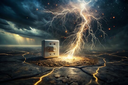 Ground Fault Circuit Interrupter Outlet Malfunction: Conceptual Photography of Electrical Hazard