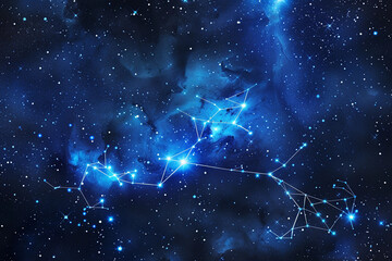 Astrological abstract composition with empty starry sky for zodiac sign symbol, abstract vivid composition consists of fictional unreal fantastic vision on background