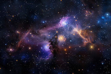 Naklejka premium Astrological abstract composition with empty starry sky for zodiac sign symbol, abstract vivid composition consists of fictional unreal fantastic vision on background