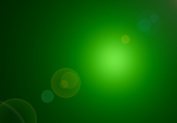 Abstract green gradient background with lens flare and soft bokeh lights, perfect for nature-themed designs, eco concepts, or vibrant digital art.