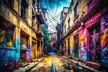 Fototapeta premium Grunge Ink Brush Strokes Urban Exploration Abstract Background Texture