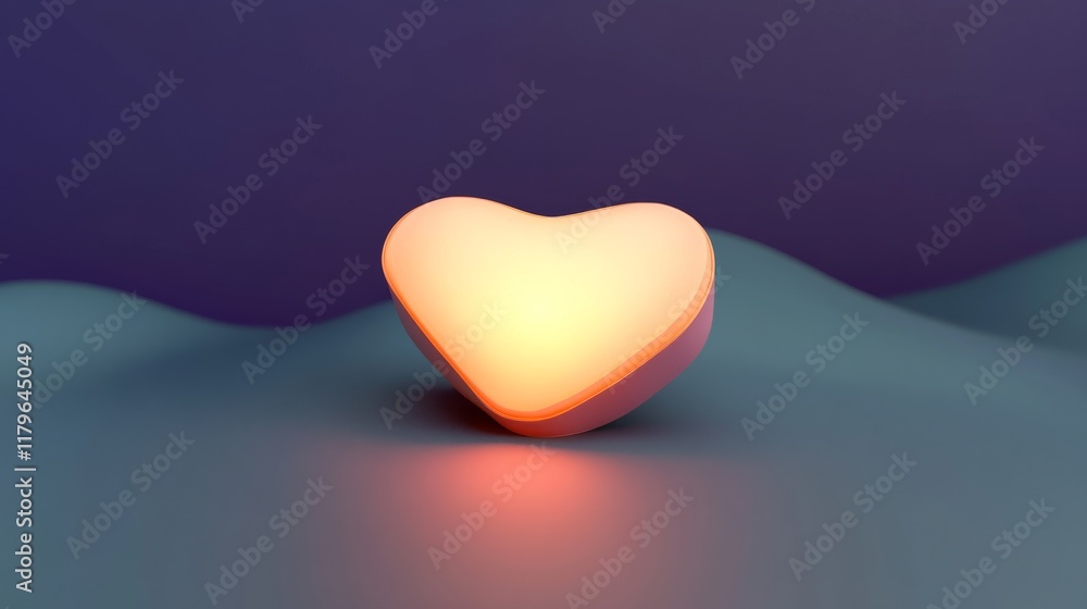 Aufkleber a glowing heart-shaped object sits on a soft, colorful surface, creating a warm and inviting atmosph
