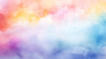 Vibrant watercolor background in rainbow pastel tones with soft gradients and copy space