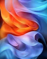 Obraz premium Abstract Swirling Fabric Texture Vibrant Orange Blue and Purple Hues