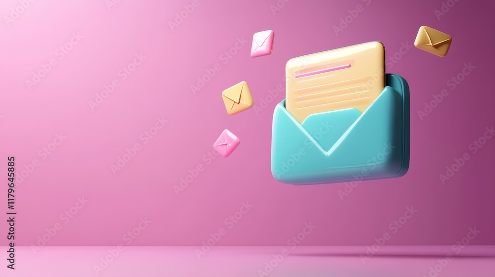 Aufkleber a colorful illustration of an envelope with floating letters, representing digital communication and