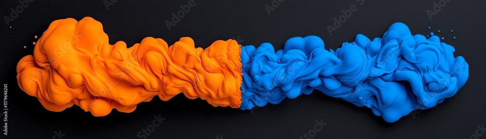 Poster abstract ink swirls: a mesmerizing abstract art image featuring vibrant swirls of orange and blue in