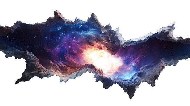 one single rift through space and time isolated on solid white background clipping path