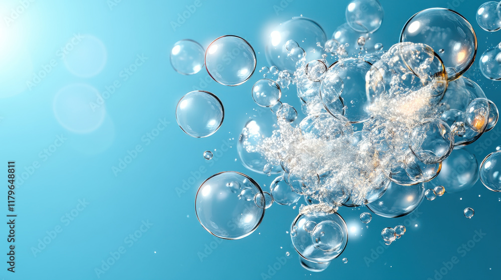 Aufkleber bubbles floating in gradient blue background create serene underwater scene, evoking sense of calm a