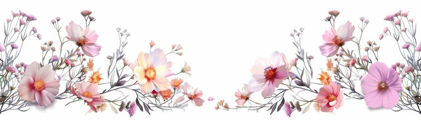 Fototapeta premium Beautiful floral arrangement on white background.