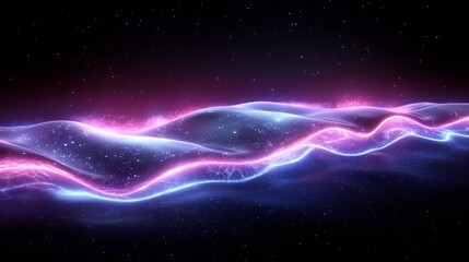 Fototapeta premium Glowing Cosmic Waves: A Stunning Digital Painting in Vibrant Hues. AI Generated