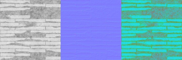 Modern Crack Floor Basic Brick Simple Seamless Tiled Texture Height Map Normal Map RGB Mask AO Map