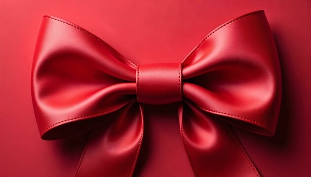 Close-up of a bright red bow with intricate details in elegant digital style