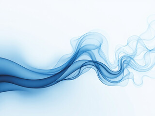 A Gentle Blue Wave Of Smoke Billows Across A Crisp White Border In This Abstract And Serene Artistic Composition. 00001