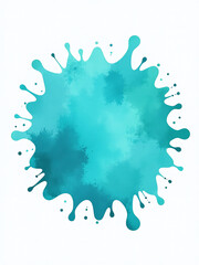 Fototapeta premium A Generative Ai Creates A Turquoise Watercolor Splash Design With Rounded Pattern Elements Set Against A Plain White Background. 00003