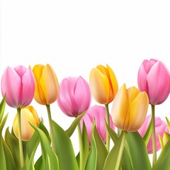 Naklejka premium bouquet of tulips art generation on a white background