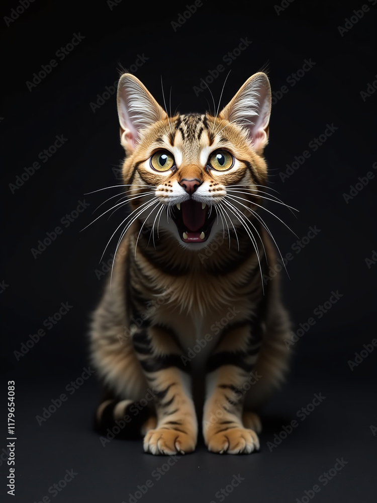 Poster A Frightened Cat Is Positioned Against A Dark Background Creating A Striking Image With Simple Yet Effective Visual Elements. 00002