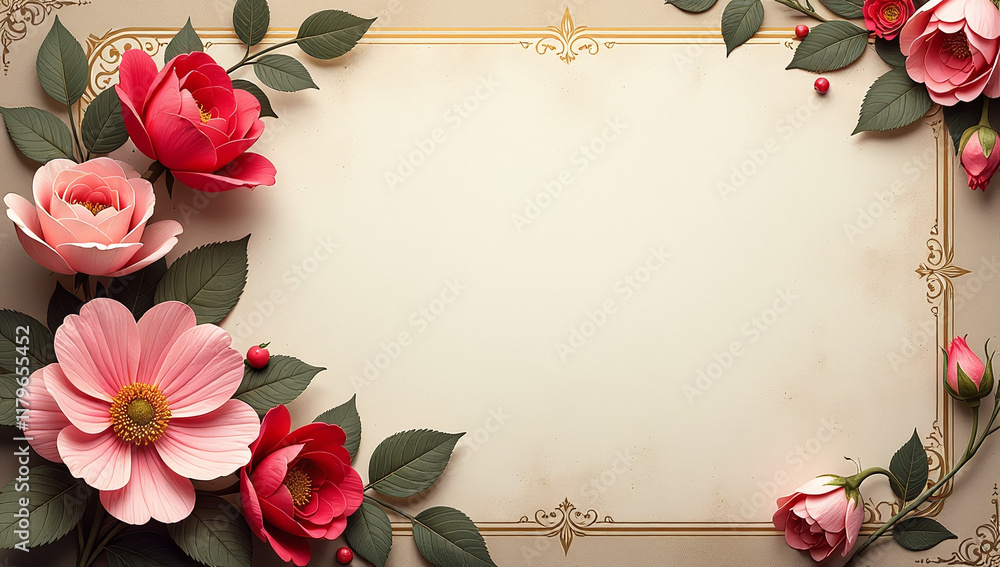 Aufkleber A Floral Card Design With A Dark, Vintage Effect Created Using E Techniques In A Copy Space Background. 00002