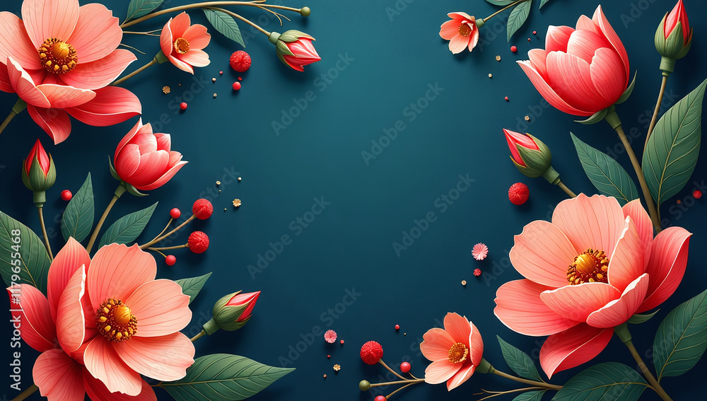 Poster A Floral Card Design With A Dark, Vintage Effect Created Using E Techniques In A Copy Space Background. 00001
