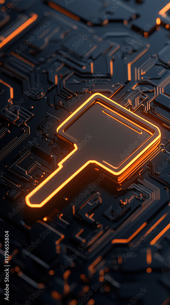 Aufkleber unlocking glowing asset chest with key shaped data stream design