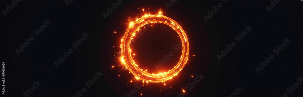 Aufkleber A Fiery Circular Shape Appears On A Dark Background, Generated By Artificial Intelligence Algorithms In A Creative Process. 00002