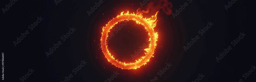 Aufkleber A Fiery Circular Shape Appears On A Dark Background, Generated By Artificial Intelligence Algorithms In A Creative Process. 00001