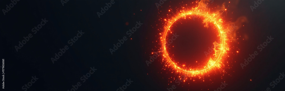 Aufkleber A Fiery Circular Shape Appears On A Dark Background, Generated By Artificial Intelligence Algorithms In A Creative Process. 00003