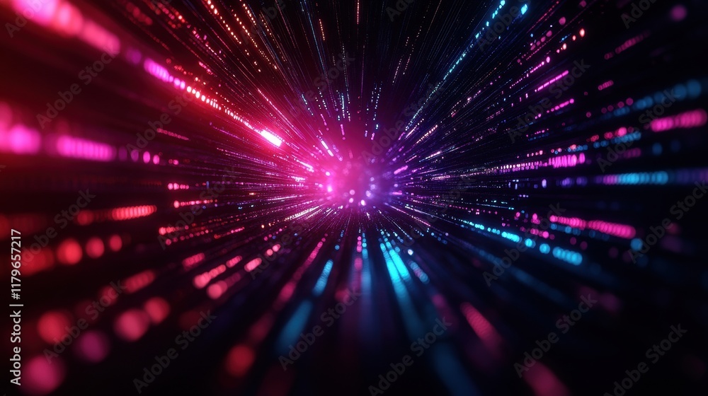 Poster vibrant colorful abstract background with bold black base and dynamic pink and blue light creating a