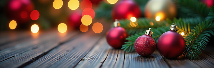 A Festive Holiday Scene Is Set With A Colorful Bokeh Effect In The Background For Christmas Decorations. 00001