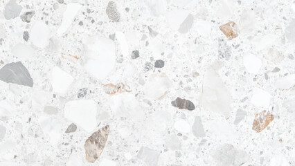 Terrazzo grey stone texture – polished tiles for flooring. Top-down view of natural stone in neutral interior design. terrazo flooring texture. White marble texture and background.