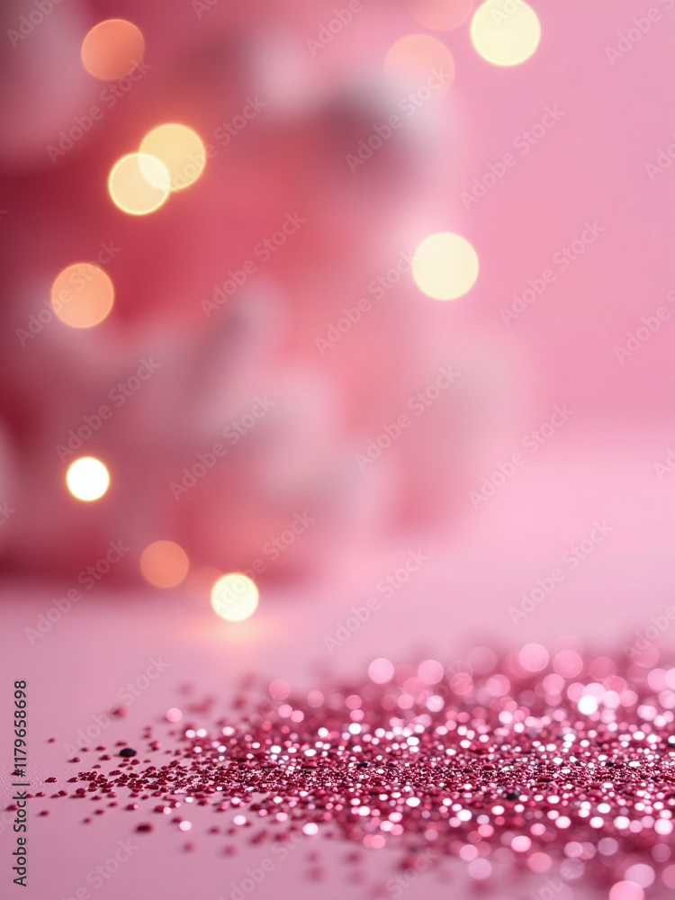 Poster a festive holiday background banner features soft pink glitter with defocused abstract patterns amid