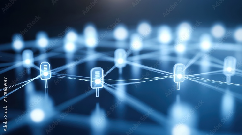 Poster intricate network of interconnected lines forming a complex web of connections symbolizing technolog