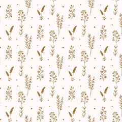 repeating flower leaf doodle aesthetic seamless pattern  design background