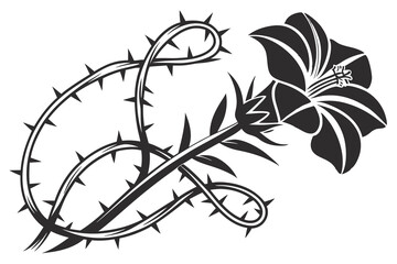 A minimalist black silhouette ''Crown of Thorns flower''  icon vector illustration, clean concept on white background C.eps