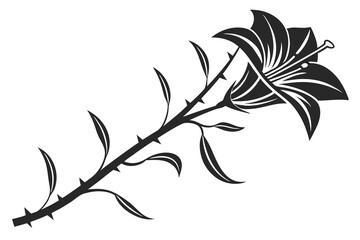 A minimalist black silhouette ''Crown of Thorns flower''  icon vector illustration, clean concept on white background H.eps
