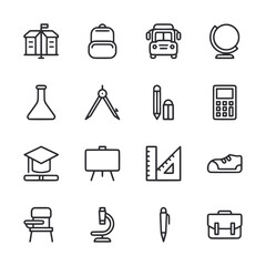 A set of icons for school supplies and school items