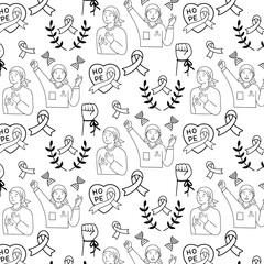 world cancer awareness day doodle seamless pattern background