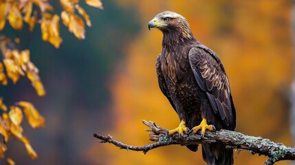 Fototapeta premium Majestic Golden Eagle in Autumnal Habitat