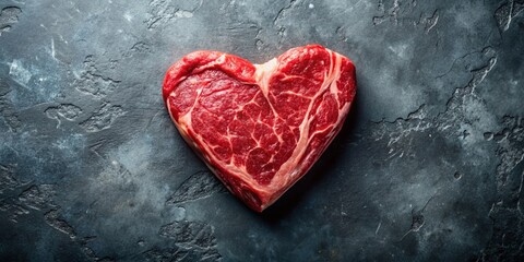 Heart Shaped Raw Beef Steak on Metal Background - Gourmet Butcher Shop Quality