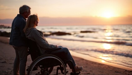 Sunset Serenity: A Couple's Peaceful Evening by the Sea
